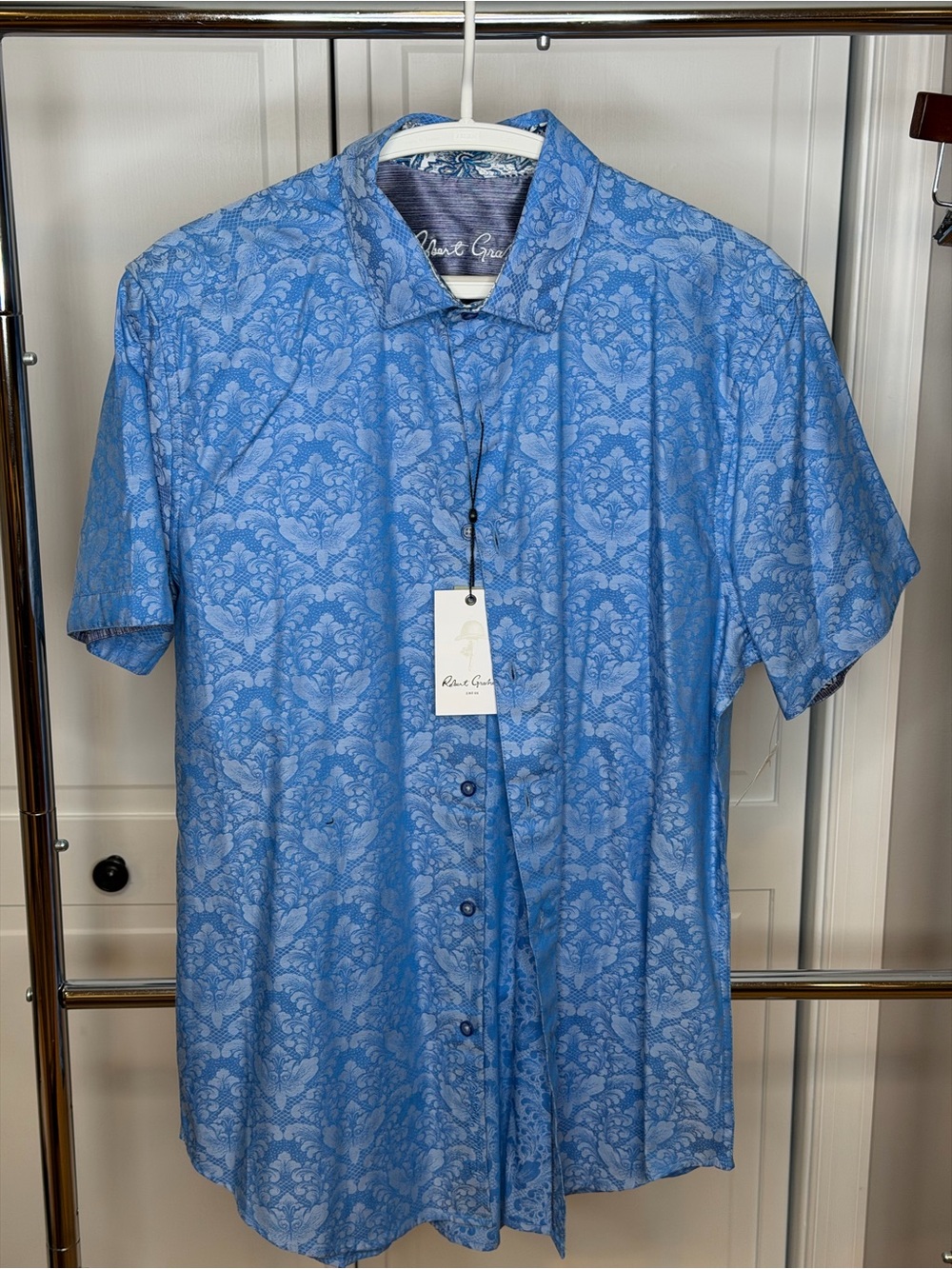 Robert Graham Blue Short-Sleeve Printed Men's Shirt